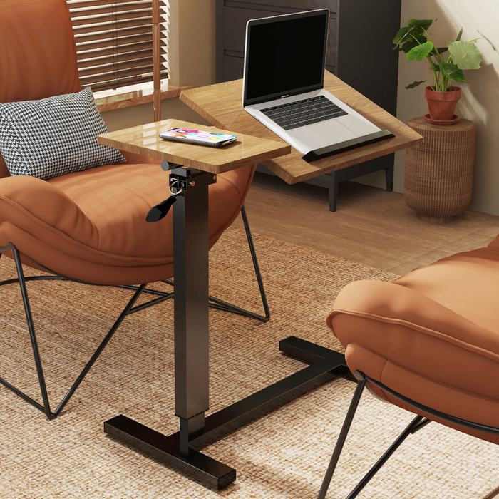 Vibe Geeks Split Top Tilting Adjustable Overbed Table With Wheels