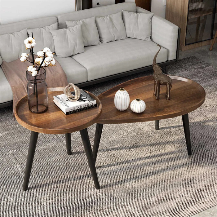 Vibe Geeks Modern Irregular Drop-Shaped Coffee Table Set