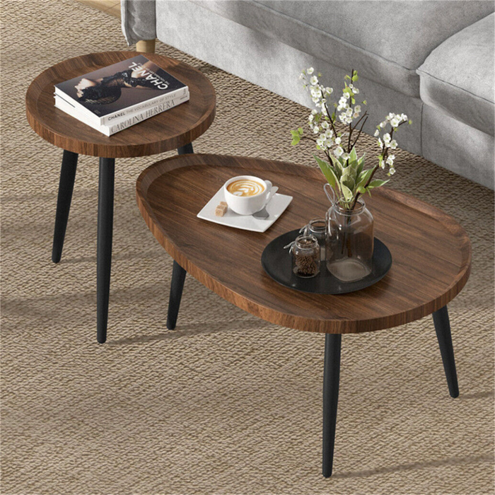 Vibe Geeks Modern Irregular Drop-Shaped Coffee Table Set