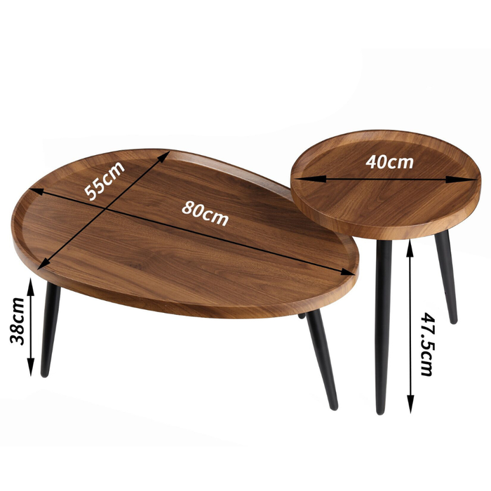 Vibe Geeks Modern Irregular Drop-Shaped Coffee Table Set