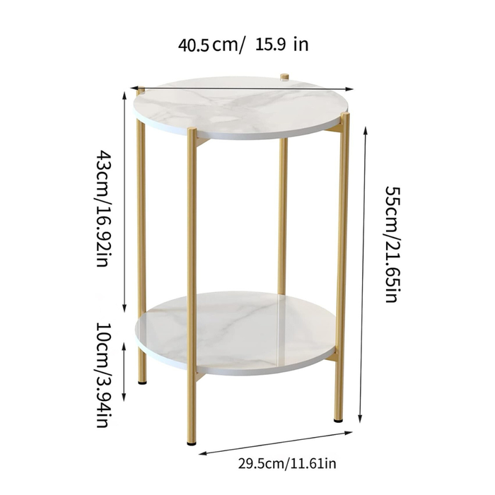 Vibe Geeks 2 Tier Round Coffee End Table With Storage Shelf