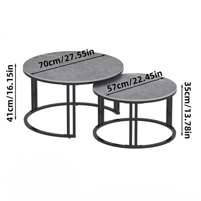 Vibe Geeks 2 Pack Marble Nesting Coffee Table Set