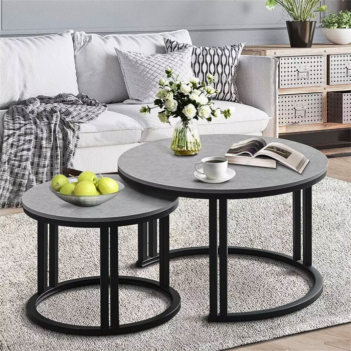 Vibe Geeks 2 Pack Marble Nesting Coffee Table Set