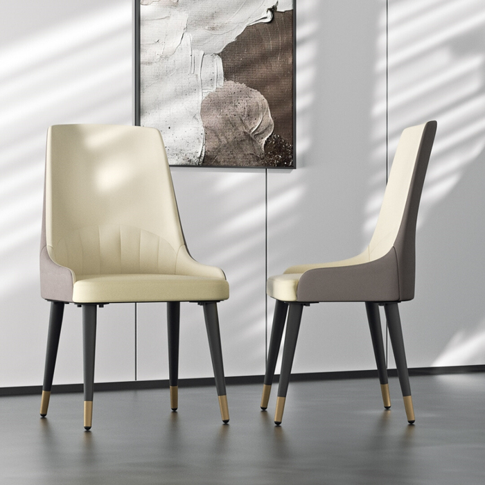 Vibe Geeks Stylish Pu Leather Dining Chairs With Metal Legs