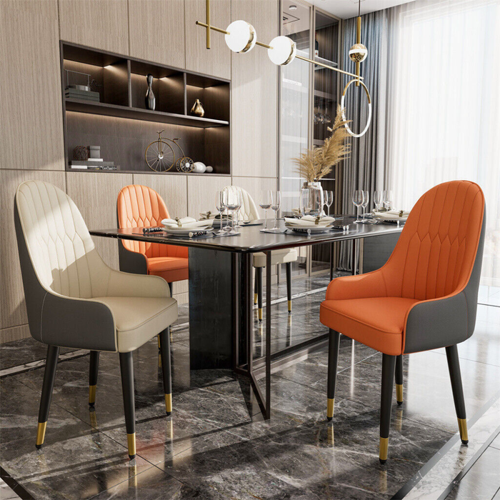 Vibe Geeks Stylish Pu Leather Dining Chairs With Metal Legs