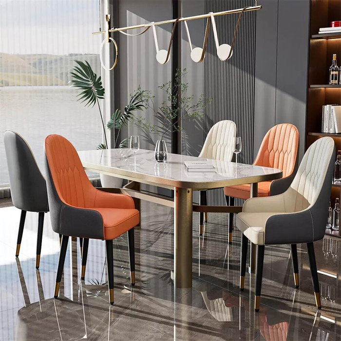 Vibe Geeks Stylish Pu Leather Dining Chairs With Metal Legs