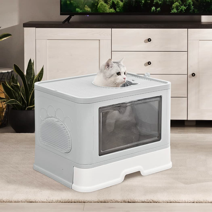 Vibe Geeks Stylish Cat Litter Box Enclosure With Portable Scoop Drawer