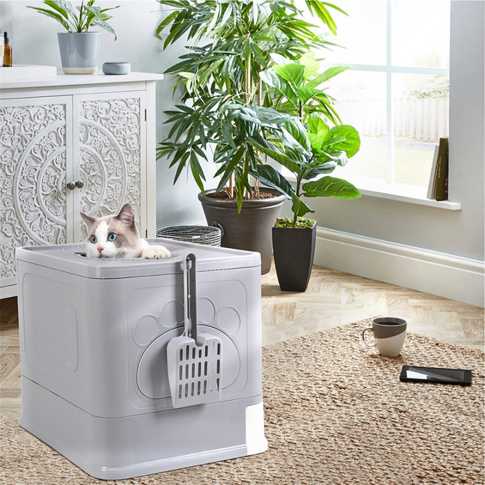 Vibe Geeks Stylish Cat Litter Box Enclosure With Portable Scoop Drawer