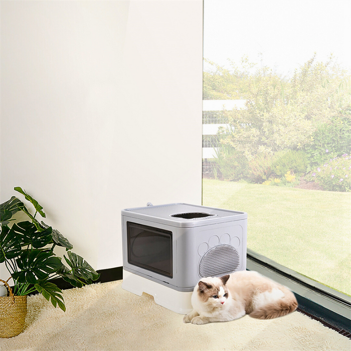 Vibe Geeks Stylish Cat Litter Box Enclosure With Portable Scoop Drawer