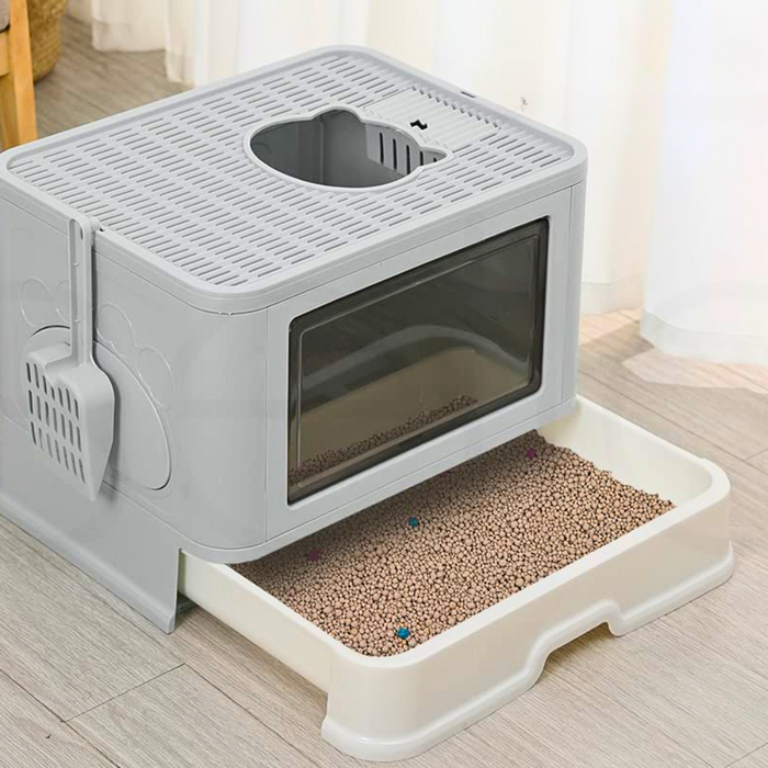 Vibe Geeks Stylish Cat Litter Box Enclosure With Portable Scoop Drawer