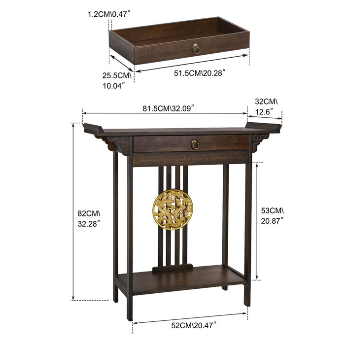 Vibe Geeks Elegant Wood Entryway Console Table With Drawer And Shelf