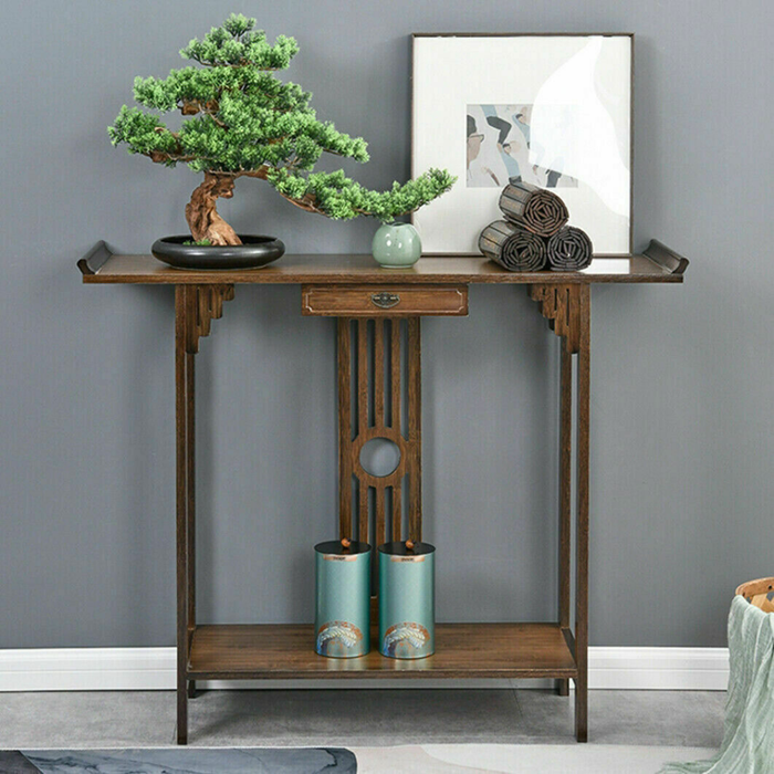 Vibe Geeks Elegant Wood Entryway Console Table With Drawer And Shelf