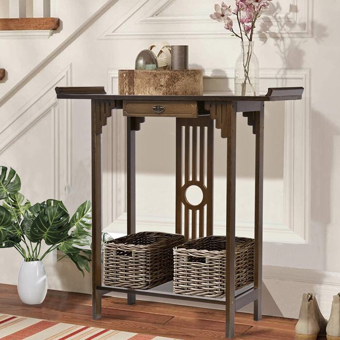 Vibe Geeks Elegant Wood Entryway Console Table With Drawer And Shelf