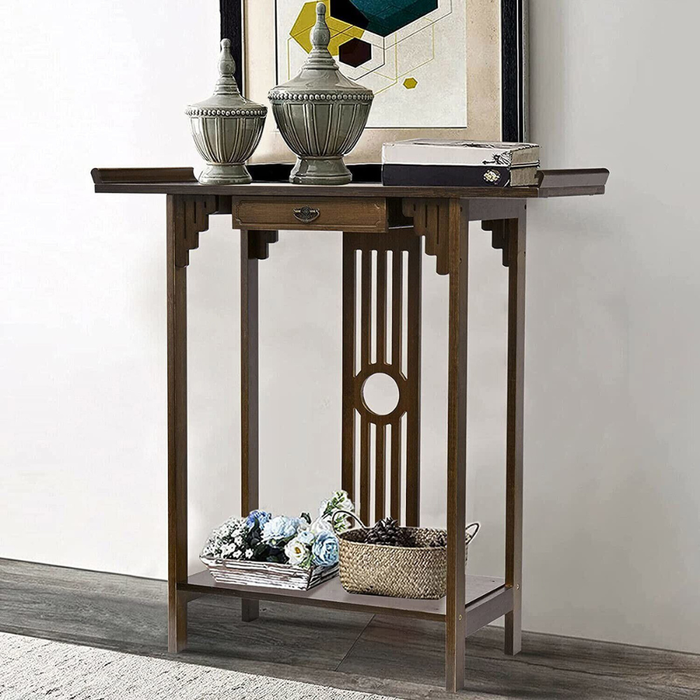 Vibe Geeks Elegant Wood Entryway Console Table With Drawer And Shelf