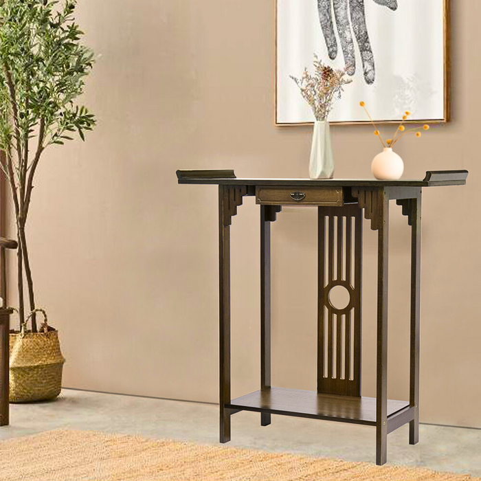 Vibe Geeks Elegant Wood Entryway Console Table With Drawer And Shelf