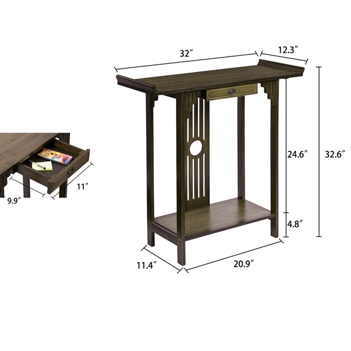 Vibe Geeks Elegant Wood Entryway Console Table With Drawer And Shelf