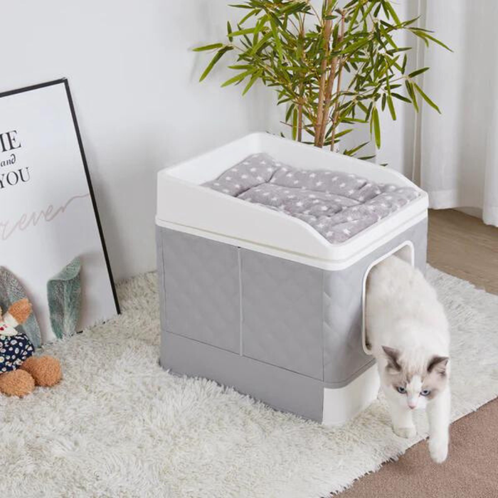 Vibe Geeks Detachable Top Cat Litter Box With Front Entry And Portable Scoop Drawer