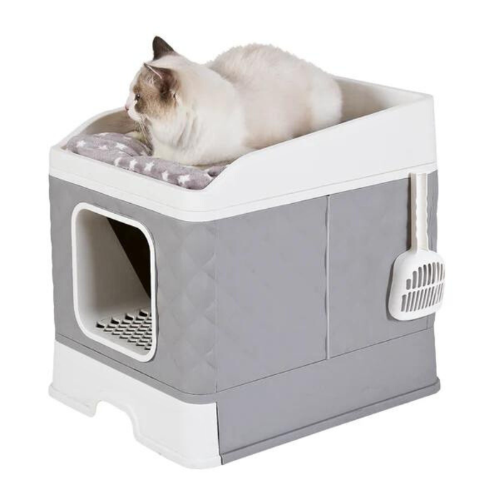 Vibe Geeks Detachable Top Cat Litter Box With Front Entry And Portable Scoop Drawer