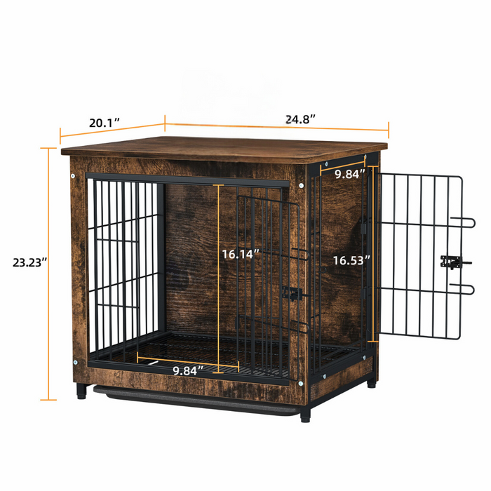 Vibe Geeks Wooden Pet Kennel Crate With Tabletop – Spacious Indoor Furniture For Medium To Large Dogs