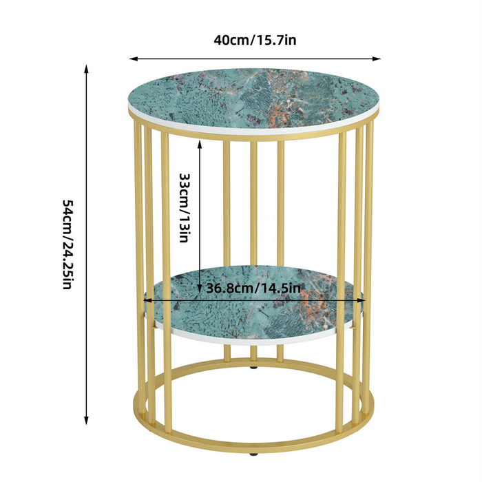 Vibe Geeks Stylish Two-Tier Modern Side Table With Metal Frame