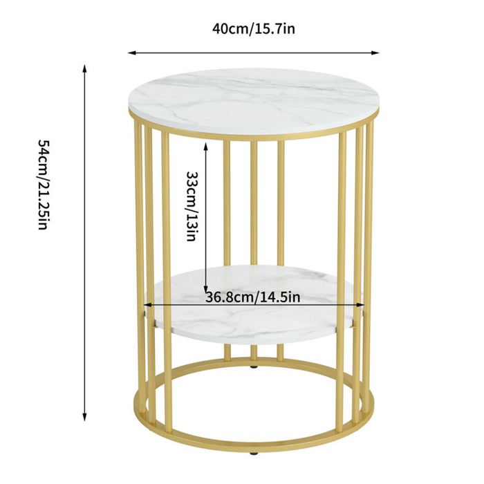 Vibe Geeks Stylish Two-Tier Modern Side Table With Metal Frame