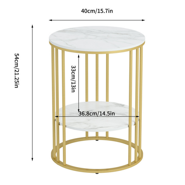 Vibe Geeks Stylish Two-Tier Modern Side Table With Metal Frame