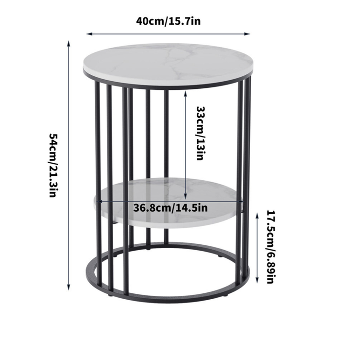 Vibe Geeks Stylish Two-Tier Modern Side Table With Metal Frame