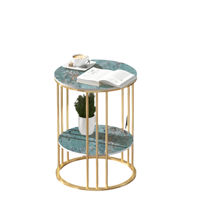 Vibe Geeks Stylish Two-Tier Modern Side Table With Metal Frame