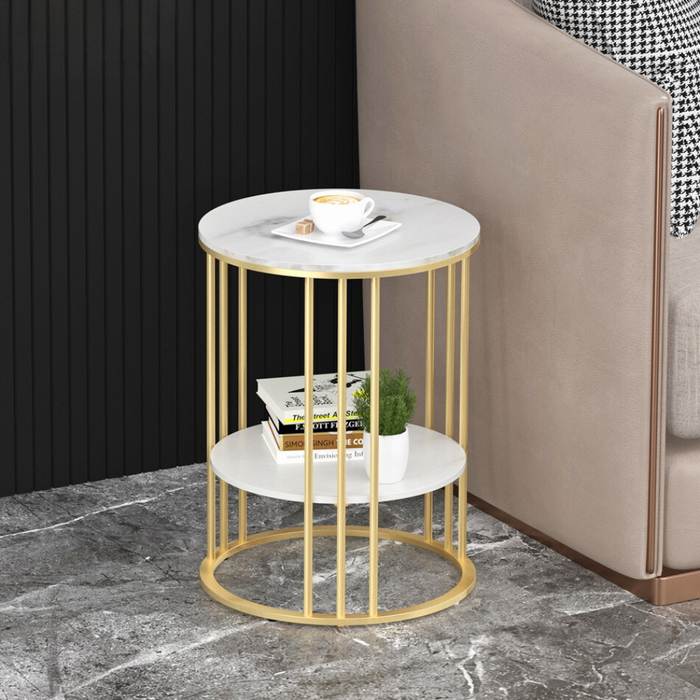 Vibe Geeks Stylish Two-Tier Modern Side Table With Metal Frame