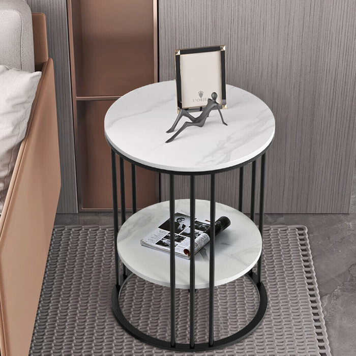 Vibe Geeks Stylish Two-Tier Modern Side Table With Metal Frame