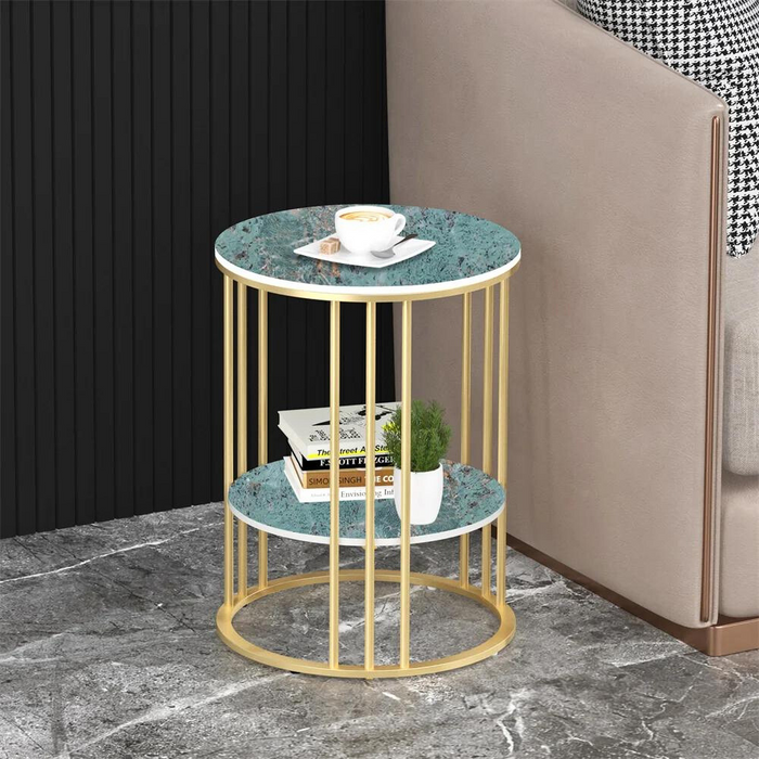 Vibe Geeks Stylish Two-Tier Modern Side Table With Metal Frame