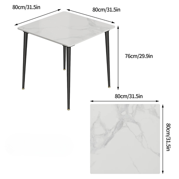 Vibe Geeks Square Marble Dining Table- Perfect For Restaurants, Kitchens, Cafes And Shops