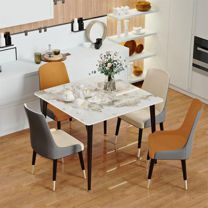 Vibe Geeks Square Marble Dining Table- Perfect For Restaurants, Kitchens, Cafes And Shops