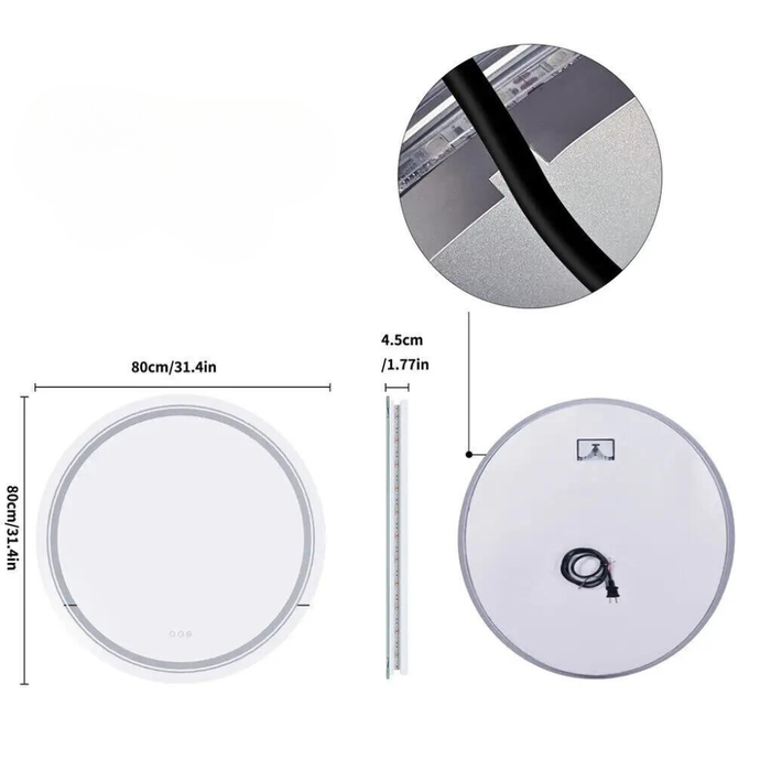 Vibe Geeks Smart Led Light Dimmable Mirror For Bathroom