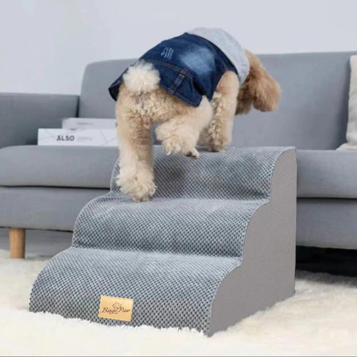 Vibe Geeks 4-Tier Foam Dog Steps Pet Stairs Ramp For Beds And Couches