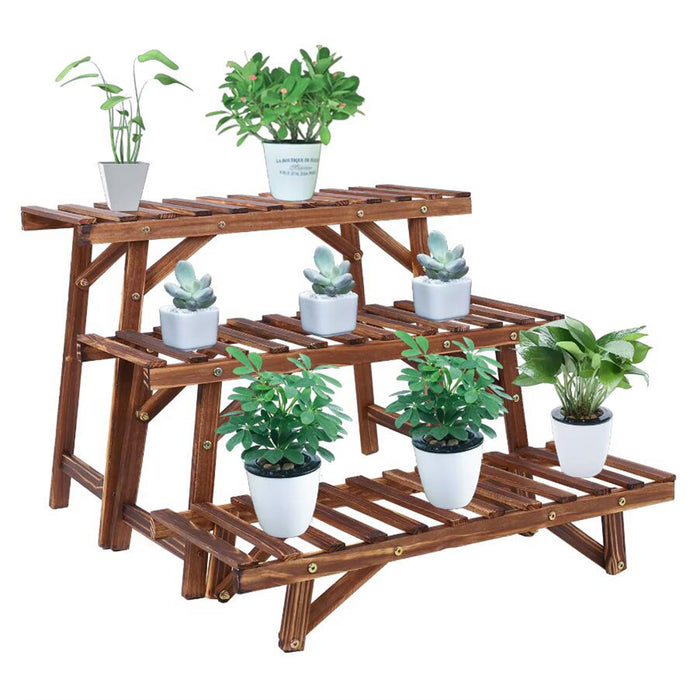 Vibe Geeks 3 Tier Freestanding Ladder Shelf Wood Plant Stand