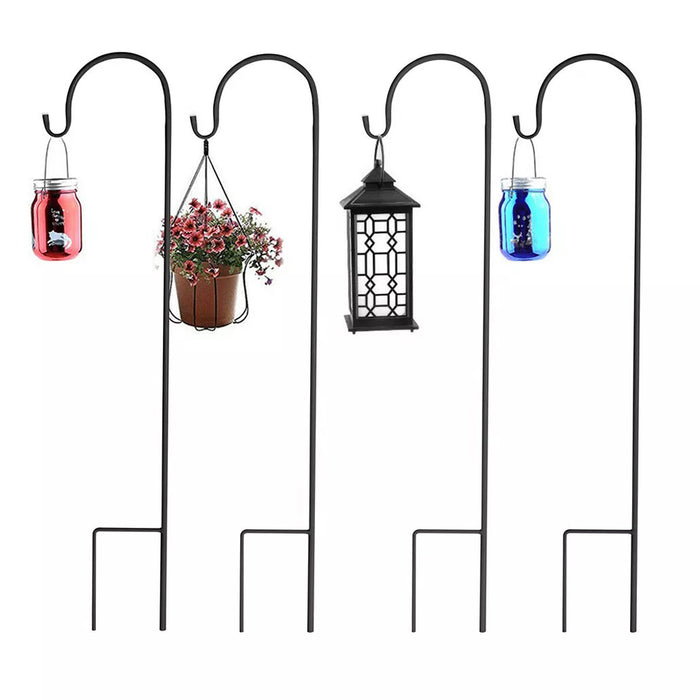 Vibe Geeks Set Of 8 Metal Shepherd Crook Hook Bird Feeder Pole Plants Basket Hanger