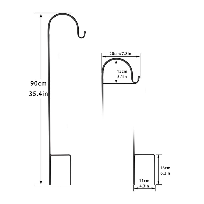 Vibe Geeks Set Of 8 Metal Shepherd Crook Hook Bird Feeder Pole Plants Basket Hanger