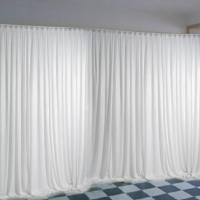 Vibe Geeks 10Ft White Pleated Decoration Wedding Photography Backdrop Curtain