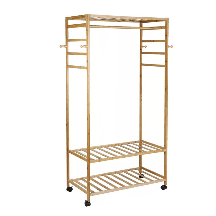 Vibe Geeks Hanging Heavy Duty Rolling Clothes Racks With Shoe Clothing Storage