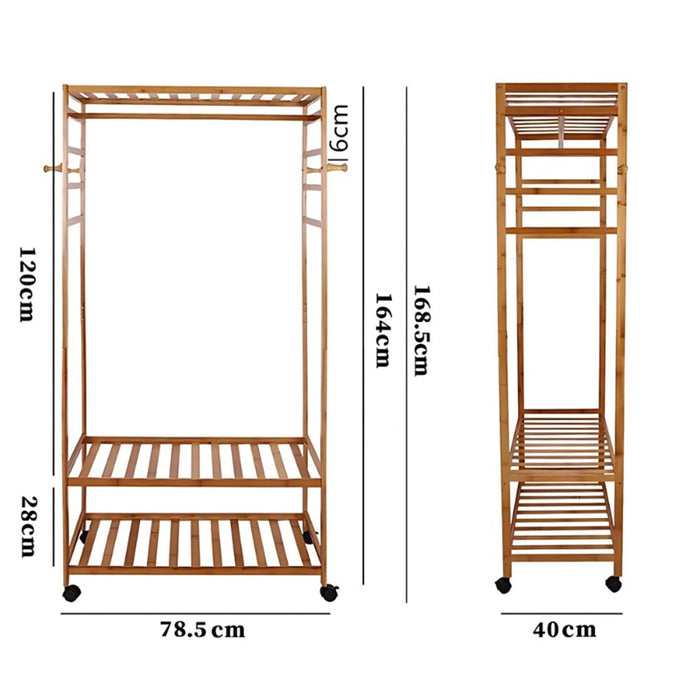 Vibe Geeks Hanging Heavy Duty Rolling Clothes Racks With Shoe Clothing Storage