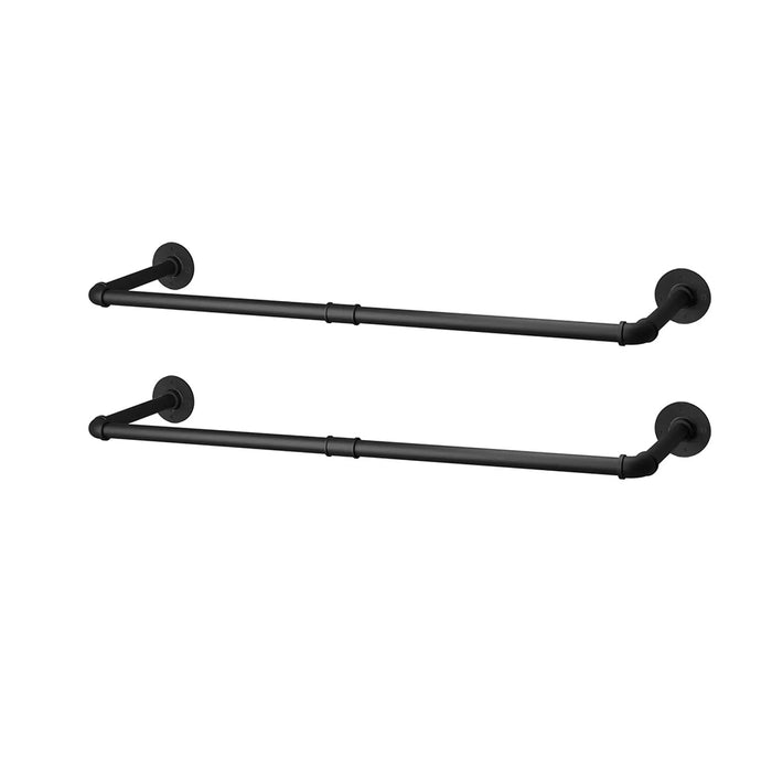 Vibe Geeks Pack Of 2 Wall-Mounted Iron Industrial Pipe Clothes Rail Rack