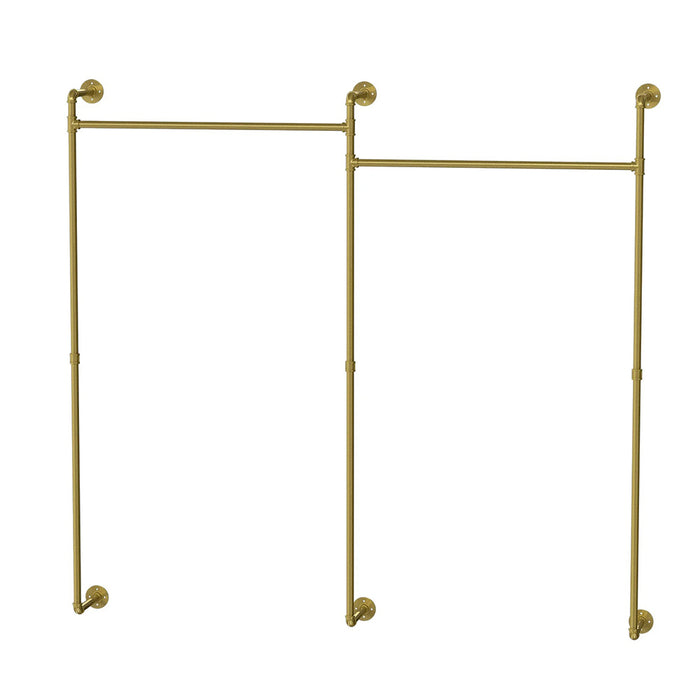 Vibe Geeks Industrial Pipe Clothing Rack Wall Mounted With Hanging Rods - Gold