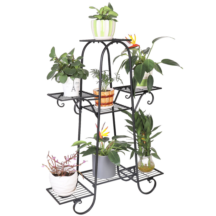 Vibe Geeks 7 Tier Metal Plant Shelf Stand Multilayer Potted Display Rack Patio