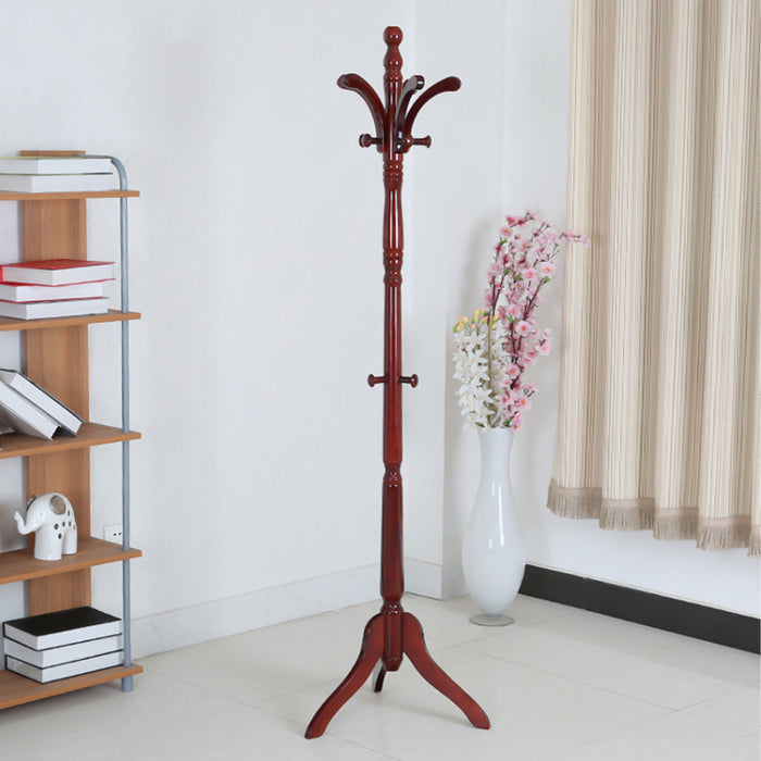 Vibe Geeks Solid Birch Wood Coat Racks Stand Floor Standing Hanger Rack With Tripod Base