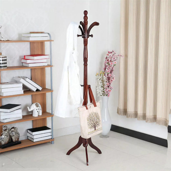 Vibe Geeks Solid Birch Wood Coat Racks Stand Floor Standing Hanger Rack With Tripod Base