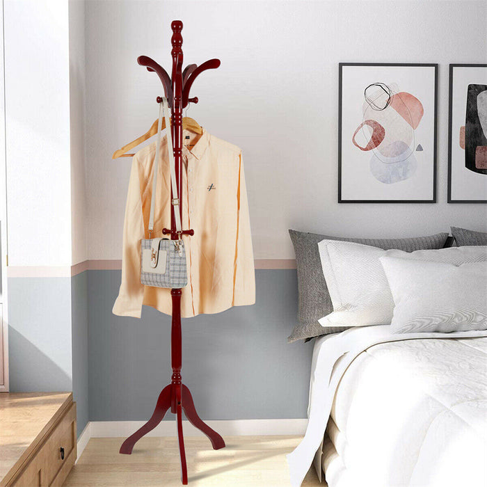 Vibe Geeks Solid Birch Wood Coat Racks Stand Floor Standing Hanger Rack With Tripod Base