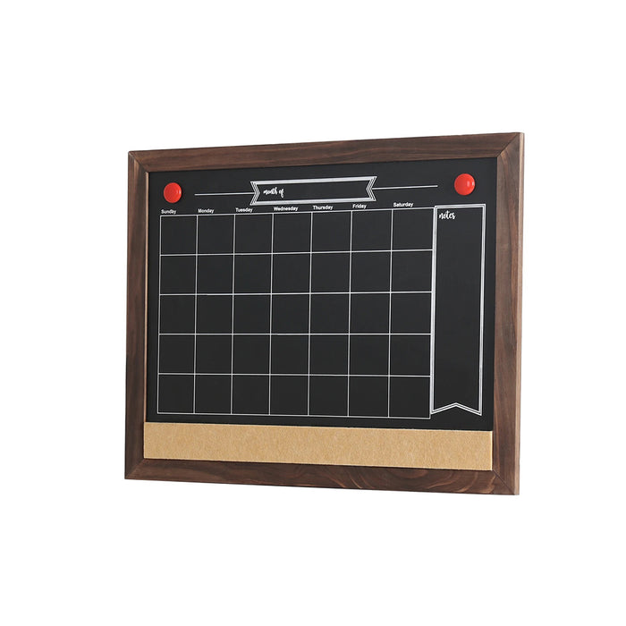 Vibe Geeks Wood Framed Calendar Magnetic Blackboard Monthly Weekly Notice Board