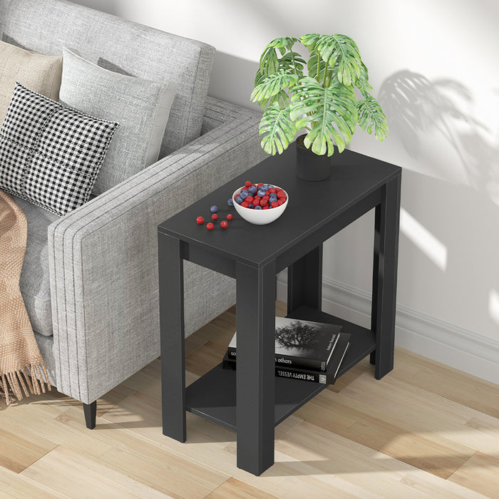 Vibe Geeks Narrow Sofa Side Table With 2-Tier Open Storage Spaces