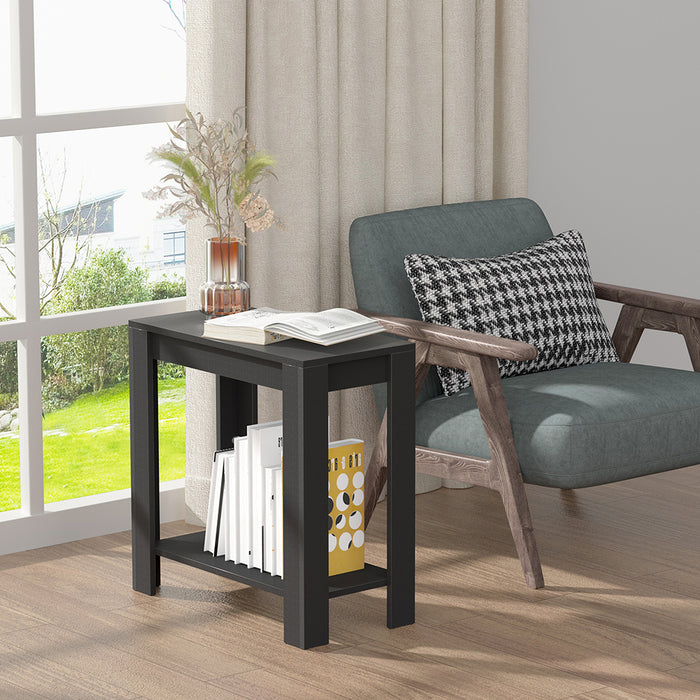 Vibe Geeks Narrow Sofa Side Table With 2-Tier Open Storage Spaces